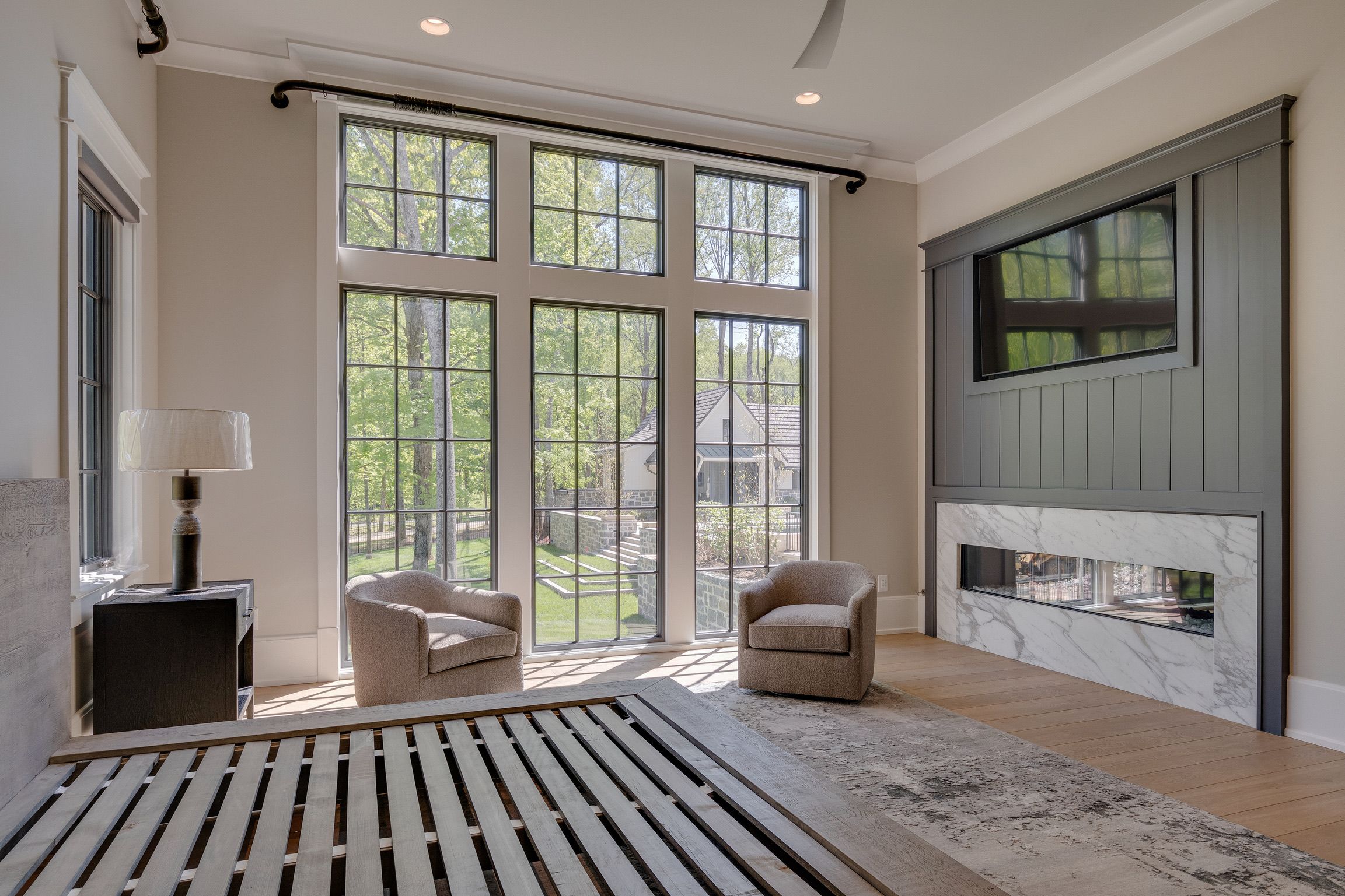 Sitting room of a modern farmhouse built by a custom home builder in Brentwood, Tennessee
