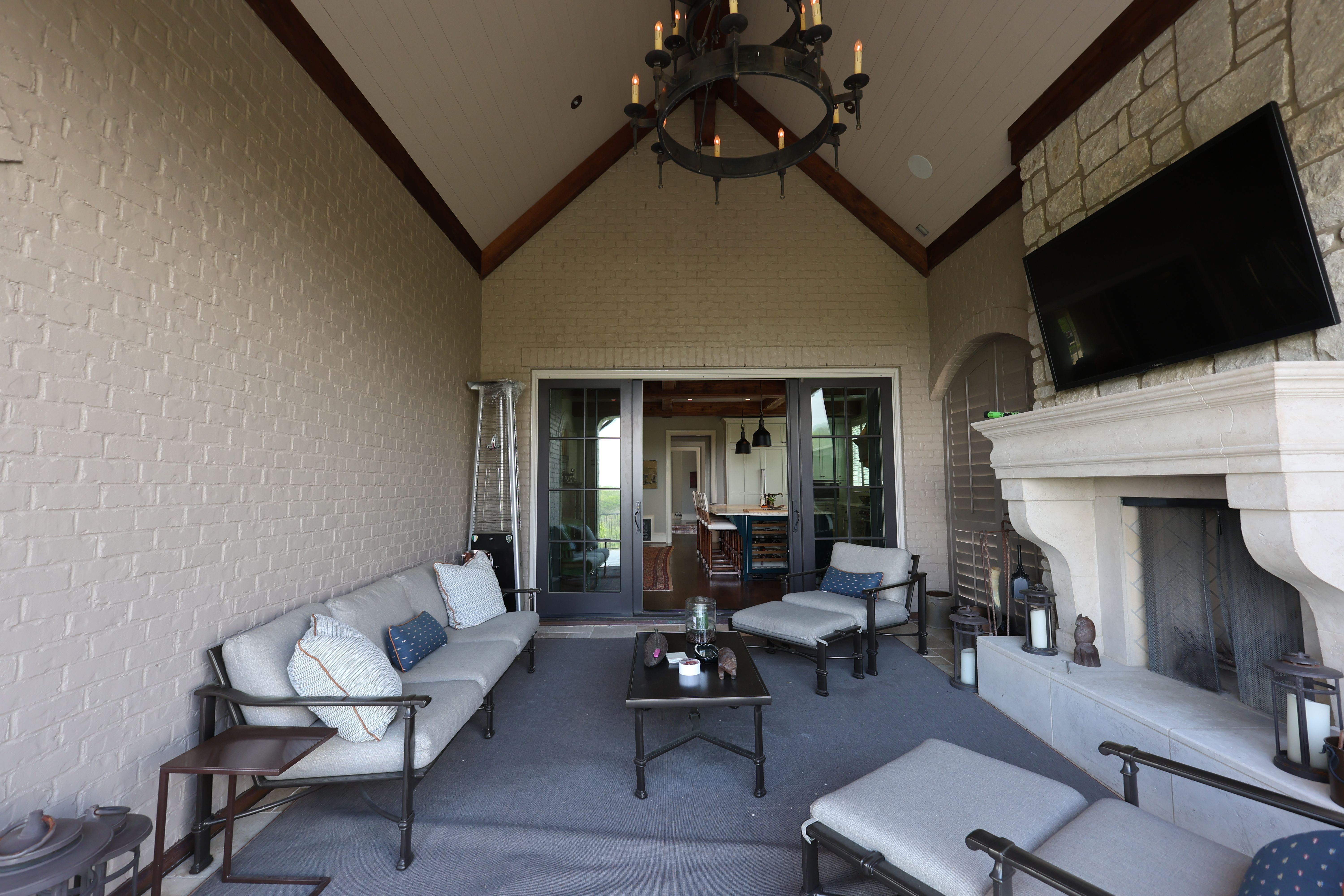 Back porch of a luxury custom european style home built by a custom home builder in Franklin, Tennessee