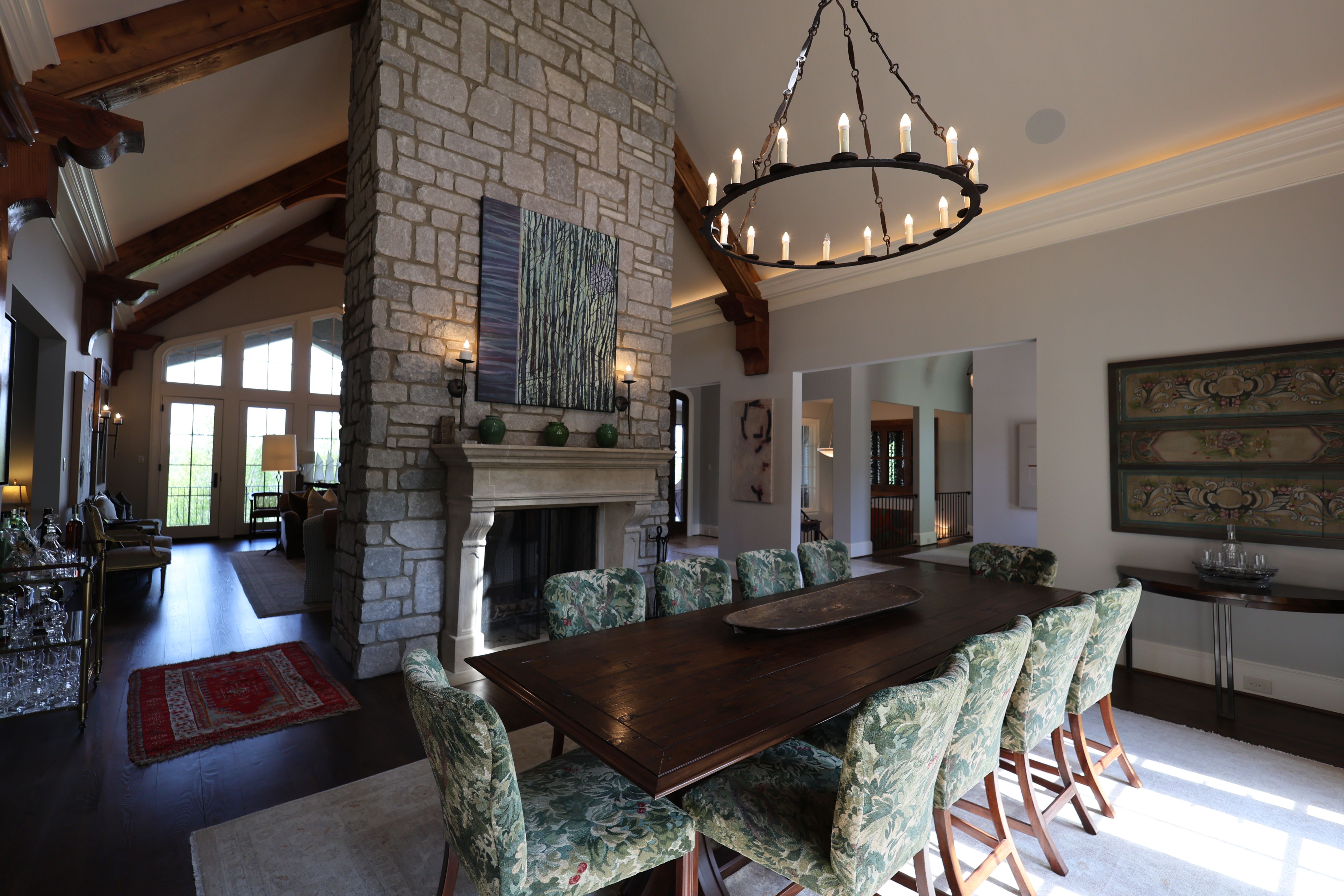 Dining room view of a luxury custom european style home built by a custom home builder in Franklin, Tennessee