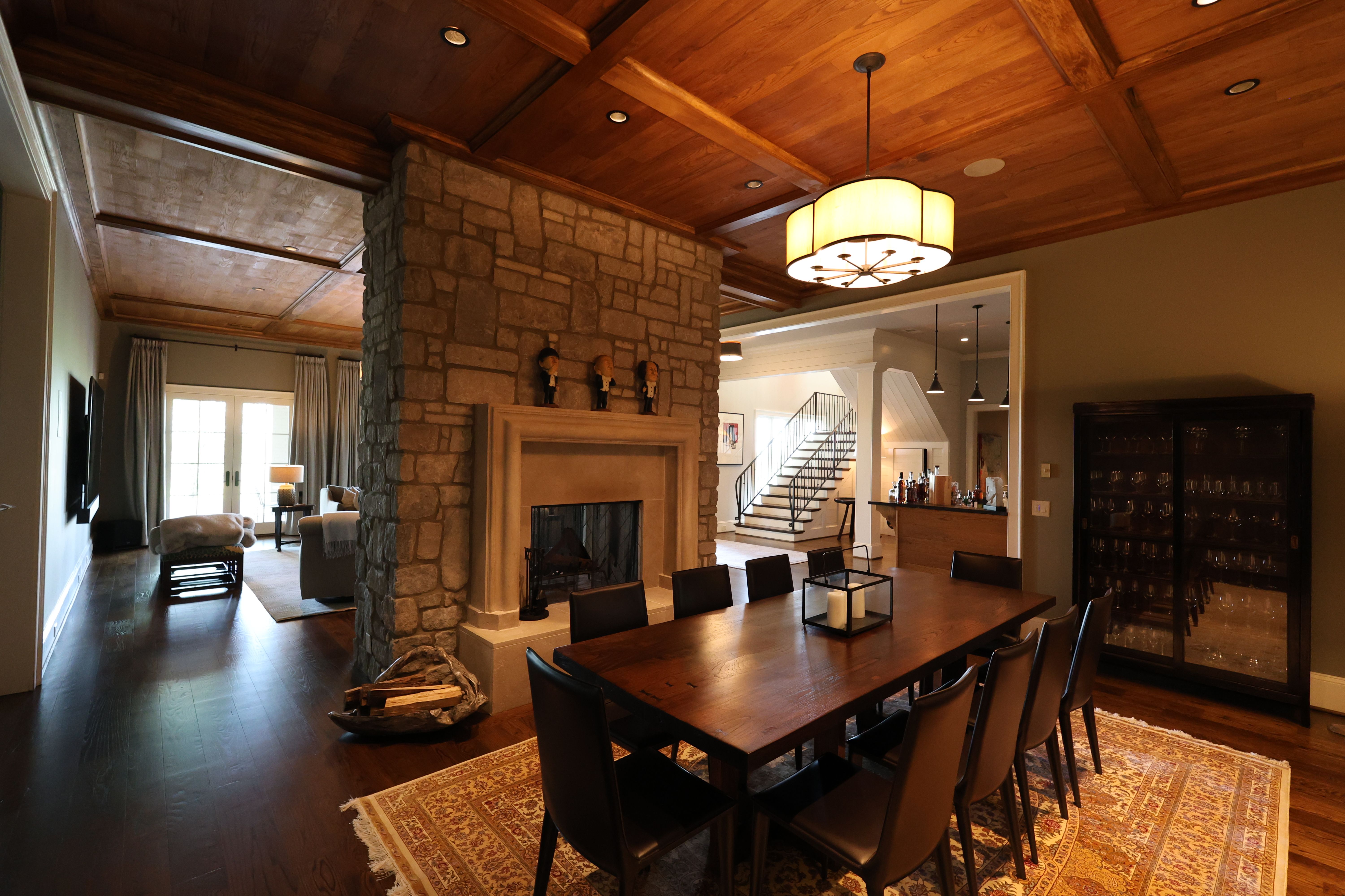 Party room of a luxury custom european style home built by a custom home builder in Franklin, Tennessee