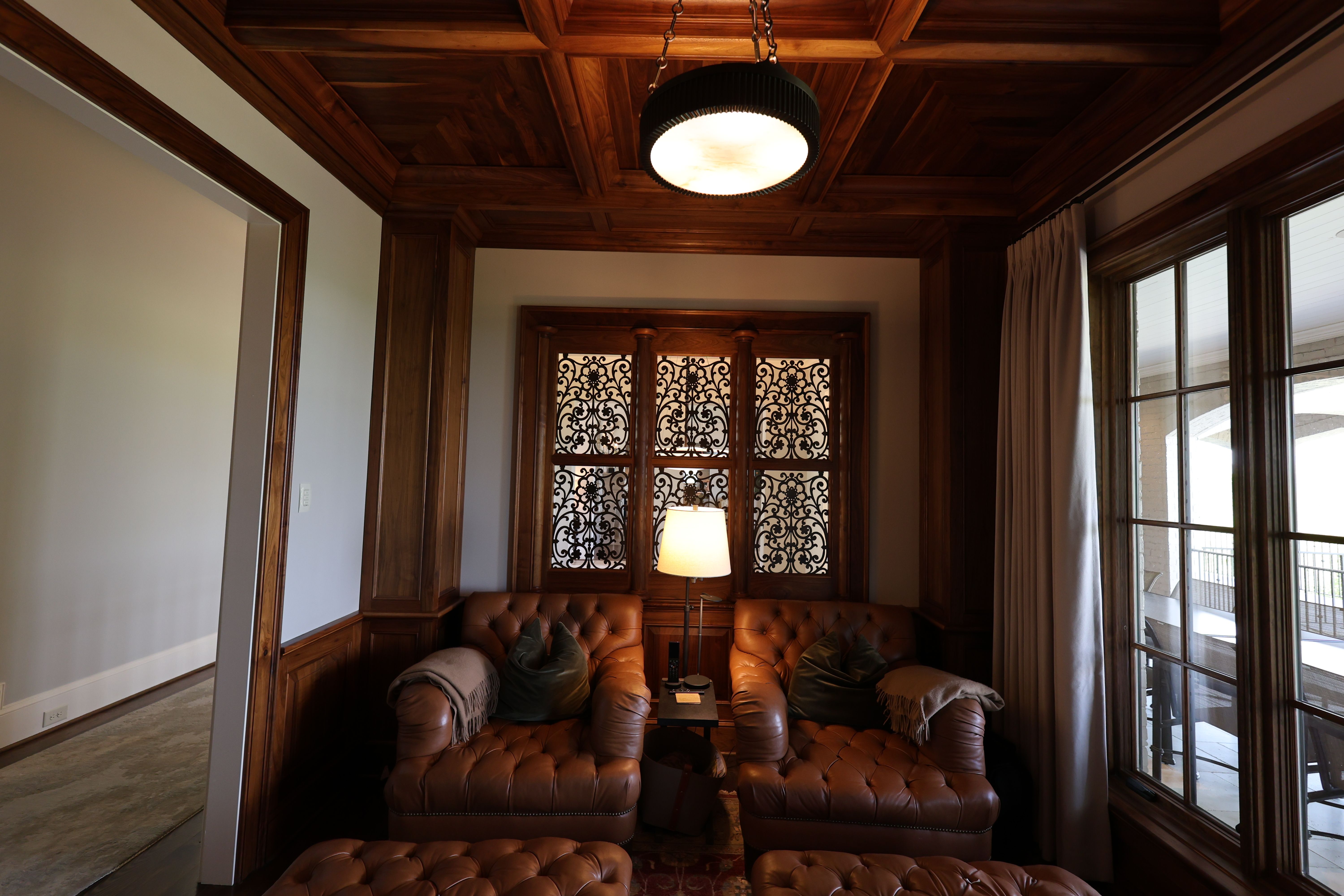 Sitting room of a luxury custom european style home built by a custom home builder in Franklin, Tennessee