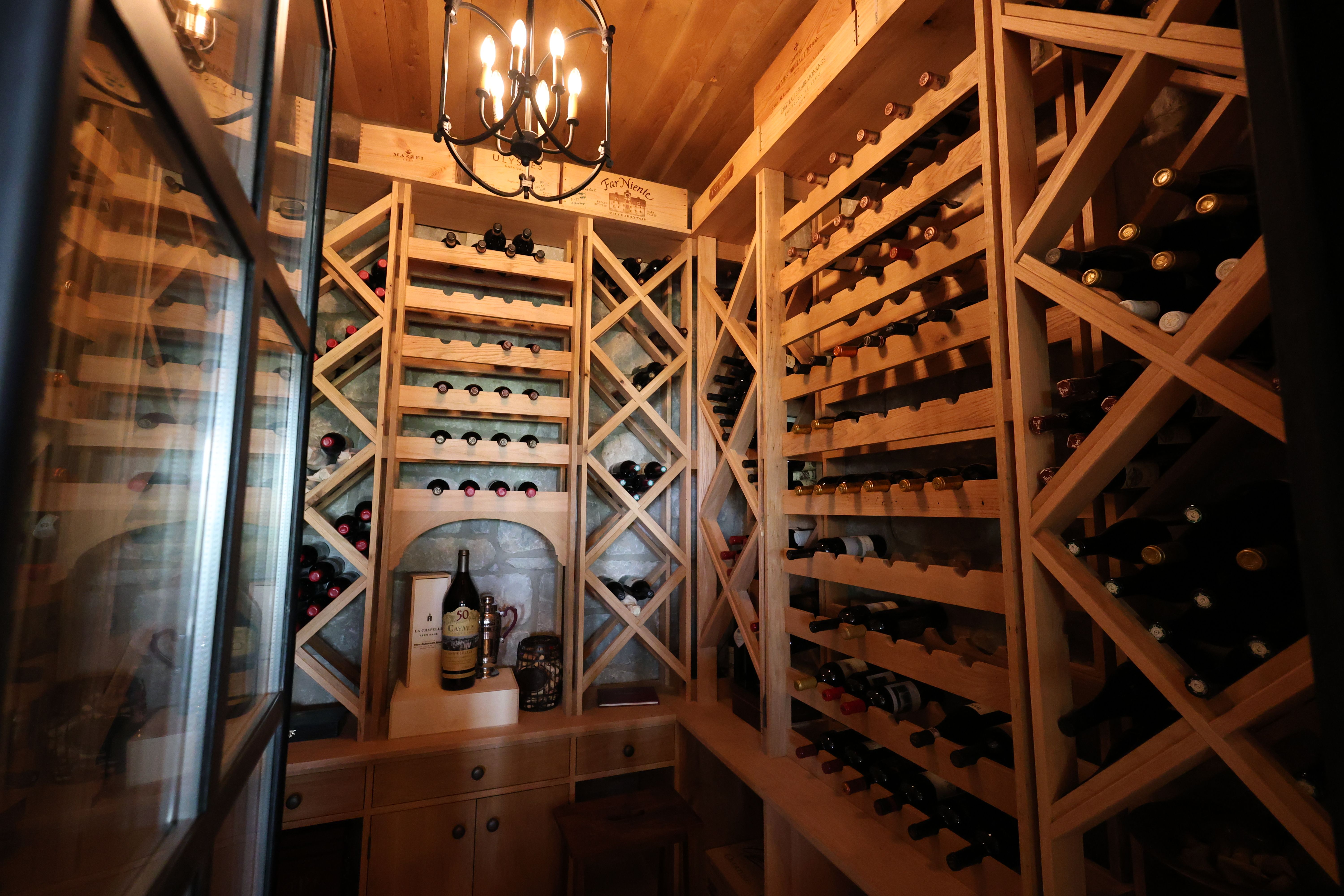 Wine cellar of a luxury custom european style home built by a custom home builder in Franklin, Tennessee